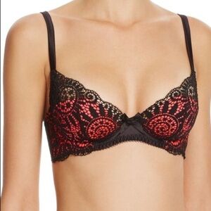 L’Agent by Agent Provocateur Demi Cup Plunge Underwired Bra black pink lace 32C